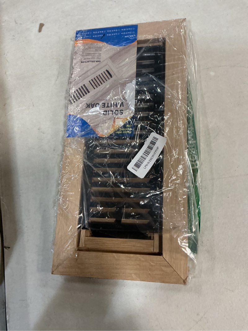 Condition photo showing Good Condition for oak floor register for 4x12 inch duct holes - flush mount floor vent with metal damper - white wooden vent covers for home floor - 0.8 inch thickness - unfinished 4 x 12 white oak