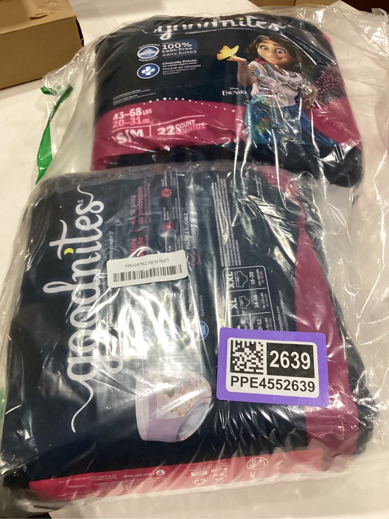 Condition photo showing Good Condition for Goodnites Girls' Nighttime Bedwetting Underwear, Size S/M (43-68 lbs), 44 Ct (2 Packs of 22), Packaging May Vary Small/Medium 44