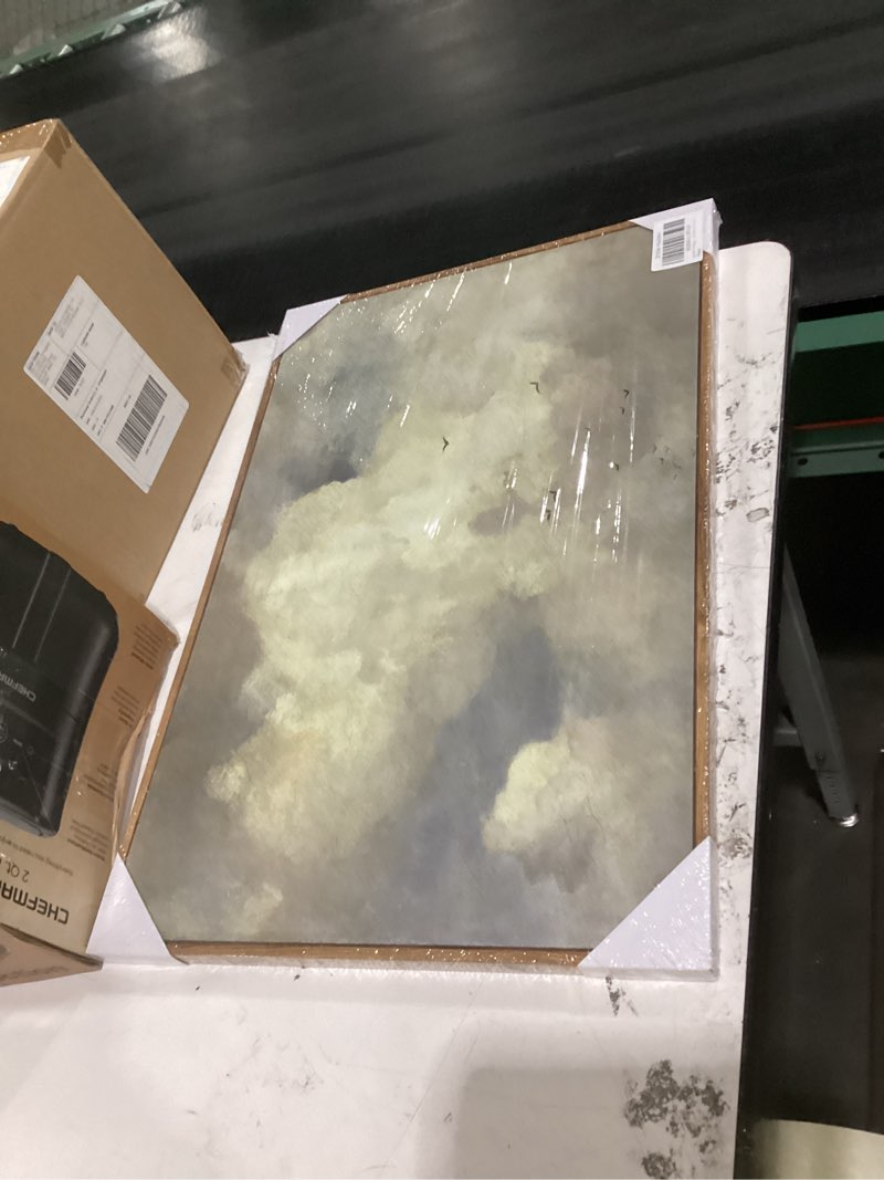 Condition photo showing New/Like New for shenify vintage landscape framed wall art sky cloud nature farmhouse decor retro classical painting for hallway living room bedroom dining room - 16x24in natural framed sky cloud 24"l x 16"w brown