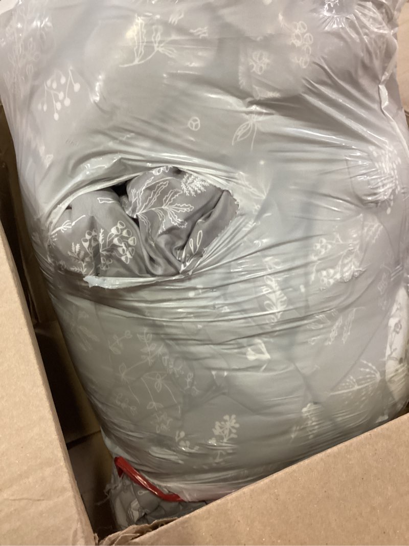 Condition photo showing As Is for bedsure queen comforter set - 7 pieces floral grey soft bedding sets, queen bed in a bag with botanical flowers comforter, sheets, pillowcases & shams 13 - grey floral queen