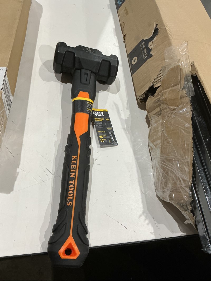 Condition photo showing Good Condition for klein tools h80693 sledge hammer, 3-pound dual-faced hammer with fiberglass handle, shock-resistant design for striking and demolition, includes lanyard hole