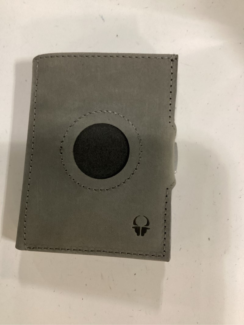 Condition photo showing New/Like New for (gray) donbolso wallet air i slim airtag wallet with apple airtag holder i stylish leather card holder with rfid protection i for men and women i holds up to 11 credit cards i vintage black