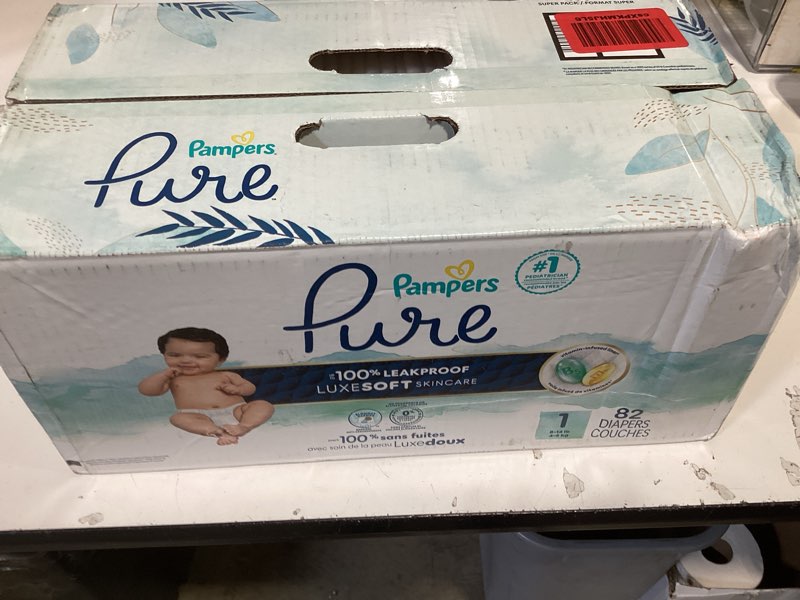 Condition photo showing New/Like New for pampers pure protection baby diapers, size 1 (8-14 lbs), 82 count, up to 100% leakproof, premium plant-based skin protection, hypoallergenic soft diapers size 1 82