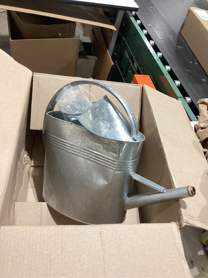 Condition photo showing As Is for Galvanized Iron Watering Can for Indoor Plants, Oval Watering Cans for House Plant Garden Flower, Long Spout Water Can for Outdoor Watering Plants 9.46L 2.5 Gallon
