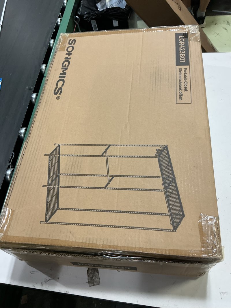 Condition photo showing New/Like New for songmics clothes rack, freestanding wardrobe closet, metal clothing racks, heavy-duty garment rack with adjustable shelves, hanging rods, dividable, 15.8 x 47.2 x 70.9 inches, ink black ulgr423b01 ink black standard