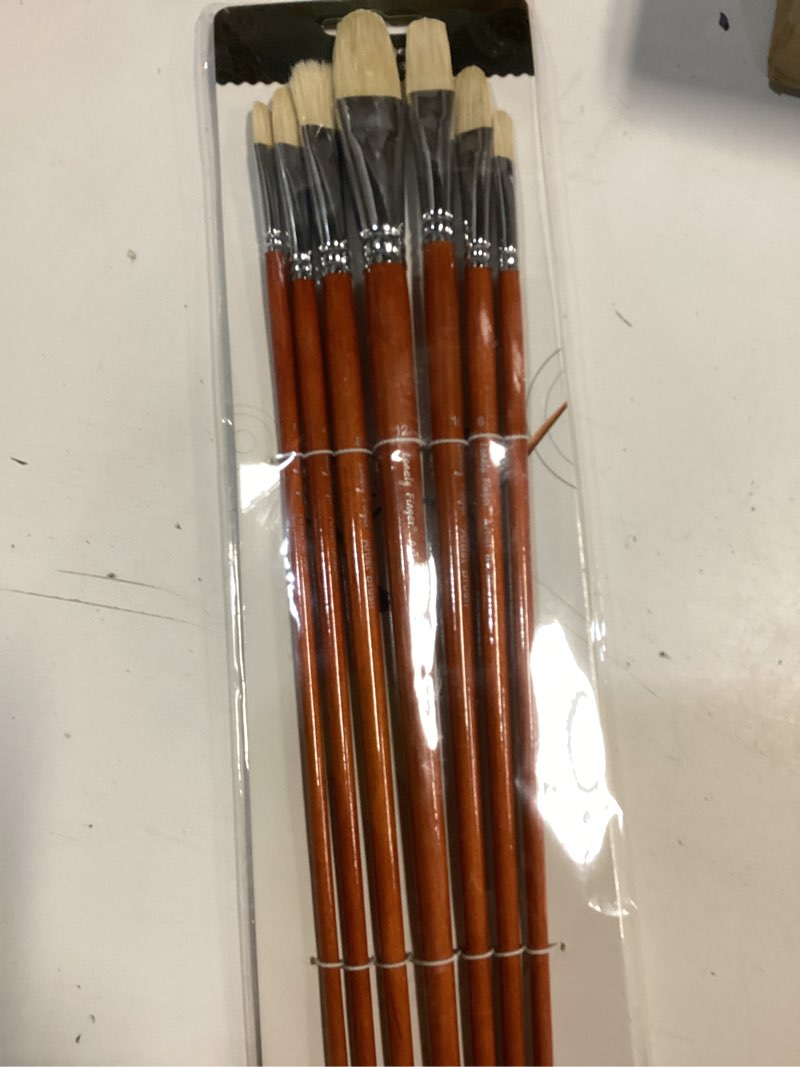 Condition photo showing New/Like New for Professional Hog Bristle Filbert Oil Paint Brushes Set, 7pcs Long Wooden Handle Natural Chungking Hog Bristle Acrylic Paint Brush, Great for Oil and Acrylic Painting