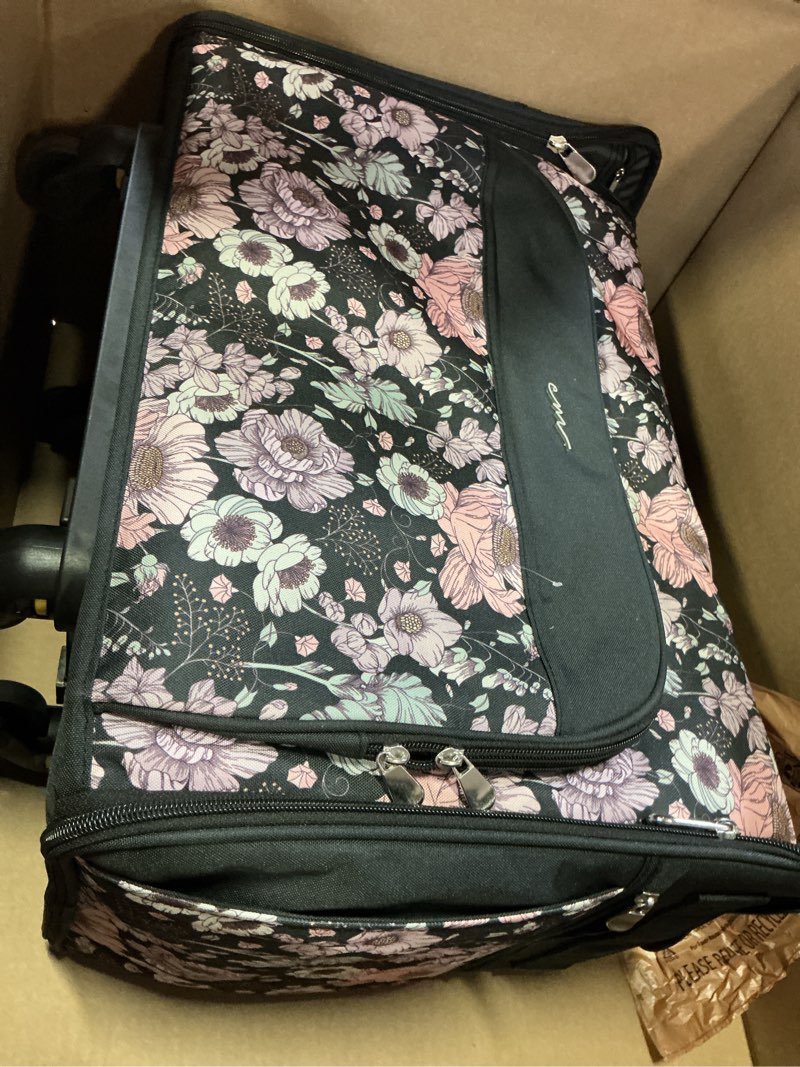Condition photo showing Good Condition for everything mary xl flat-top rolling sewing machine case – tan geo craft bag with wheels – portable organizer for sewing, scrapbooking, quilting & craft supplies black & floral