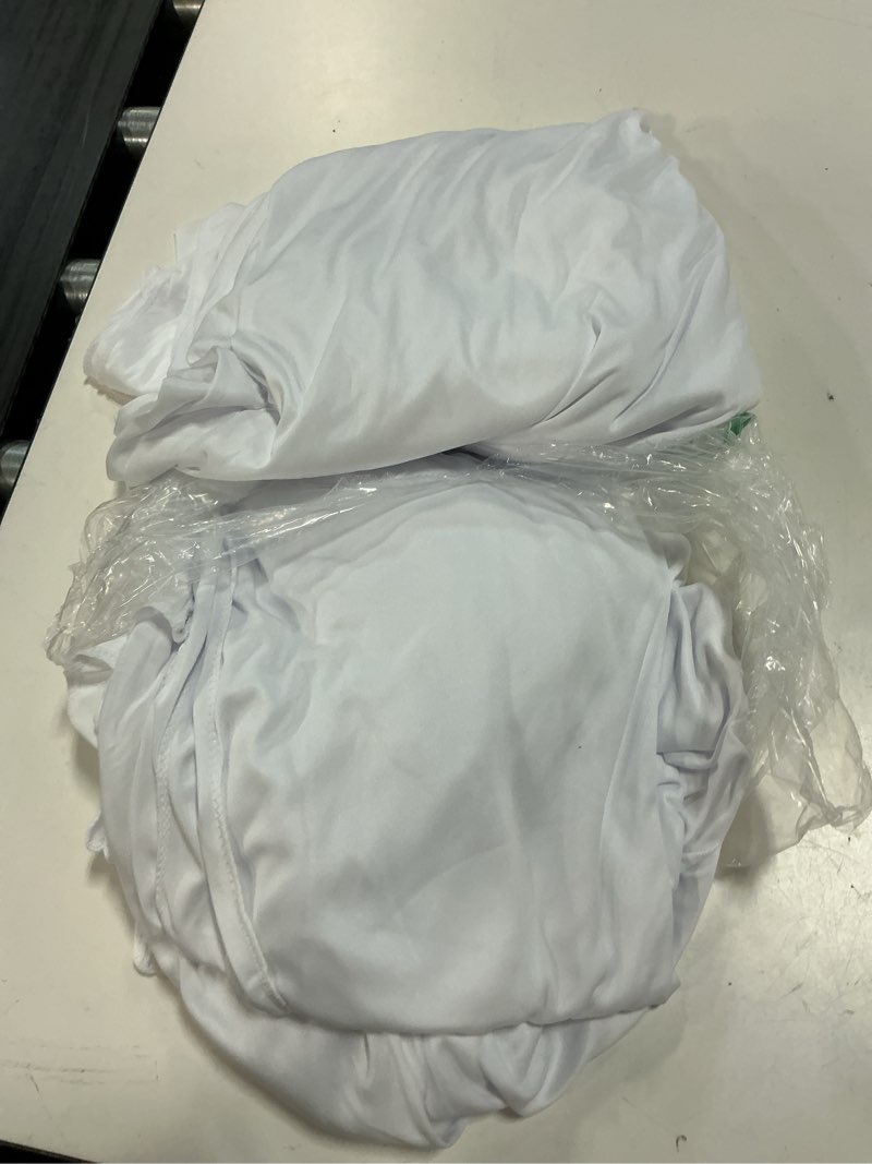 Condition photo showing Good Condition for 10 ft x 10 ft wrinkle free white backdrop curtains for wedding parties, polyester photography backdrop drapes for birthday parties stage backdrop stand, 2 panels 5x10ft background curtains white 5'(w) x 10'(h), 2 panels