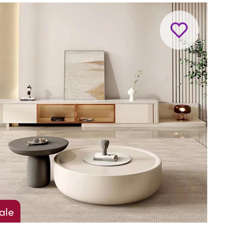 "Cloud Cream Coffee Table" – Round Solid Wood Side Table Set For Small Spaces, Movable Luxury Living Room Tea Table, Modern Minimalist Stylish Accent Table