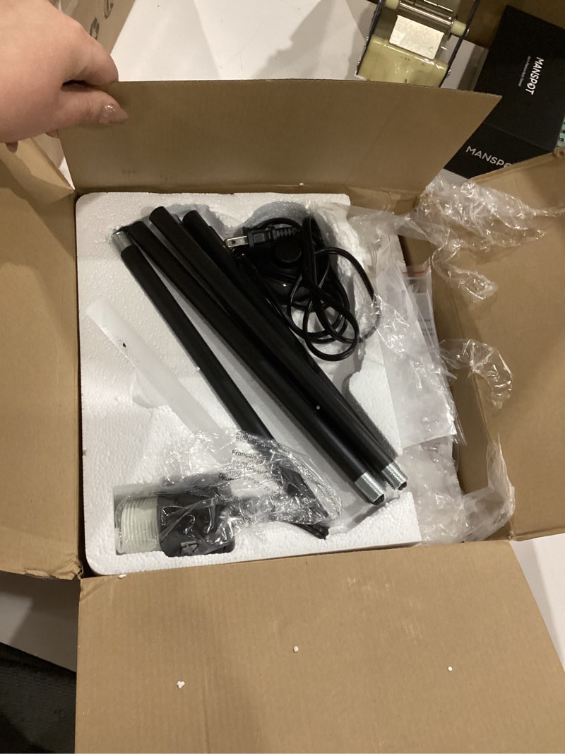 Condition photo showing As Is for modern floor lamp simple design with white shade, foot pedal switch, 60" small tall lamps for living room bedroom office dining room kitchen, black pole lamp(without bulb) a white (1 pcs) 60 inches (without bulb)