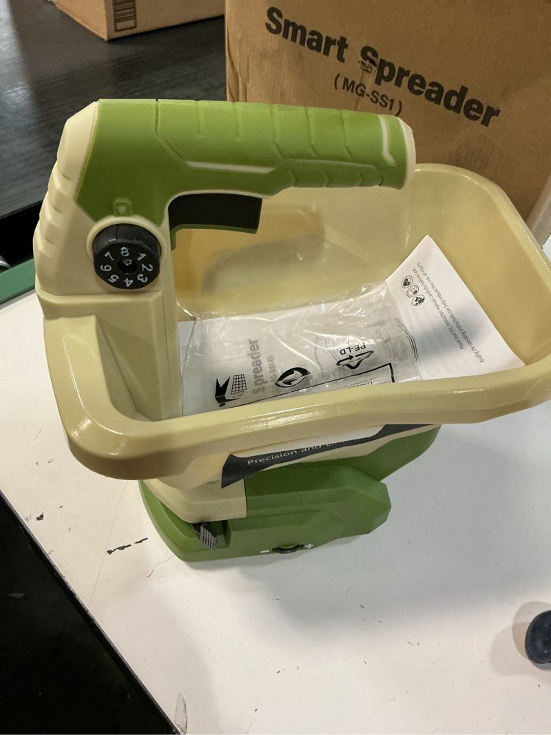 Condition photo showing Good Condition for Hand Grass Seed Spreader for Lawns, Fertilizer Broadcast Speader Handheld, Compatible for Makita 18V/21V Li-ion Battery, 3.3 L Capacity, 8-Level No Battery Yellow