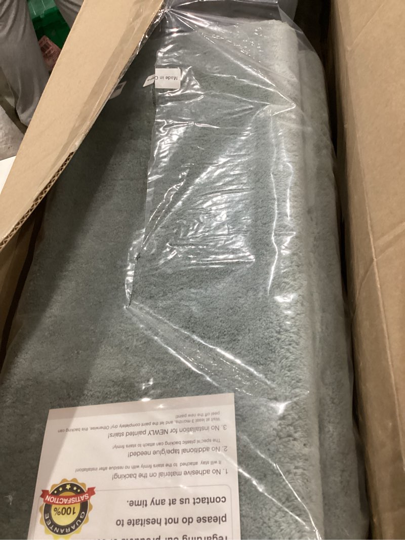 Condition photo showing Good Condition for PURE ERA Carpet Stair Treads Ultra Plush 9.5" X 30"Soft Bullnose Indoor Stair Protectors Pet-Friendly Non-Slip Skid Resistant Tape Free Washable Reusable(14 Pieces,Greenish Gray) Greenish Gray 14 Pieces with Bullnose