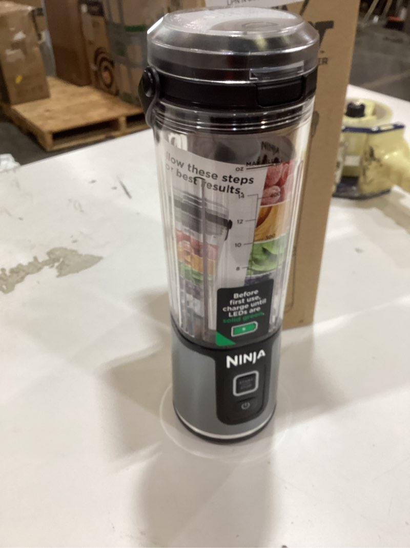 Condition photo showing As Is for ninja blast portable blender | cordless | 18-oz. vessel | personal mixer for shakes & smoothies | bpa free | leakproof lid & sip spout | usb-c rechargeable | dishwasher safe parts | black | bc151bk
