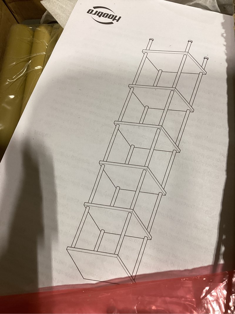 Condition photo showing Good Condition for HOOBRO 6-Tier Corner Shelf, Corner Square Rack Display Shelf, Tall Storage Rack Plant Stand, Corner Bookcase for Small Spaces, Living Room, Home Office, Kitchen, White and Gold DW55CJ01