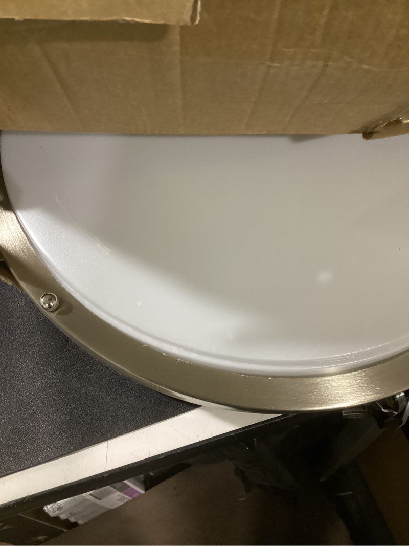 Condition photo showing As Is for 16Inch LED Ceiling Light Fixtures, Flush Mount Light Fixtures 50W, 5CCT Adjustable 2700K 3000K 4000K 5000K 6500K, Close to Ceiling Light for Kitchen Bathroom Kitchen Bedroom Brushed Nickel 2 Packs Nickel 16inch (2 packs)