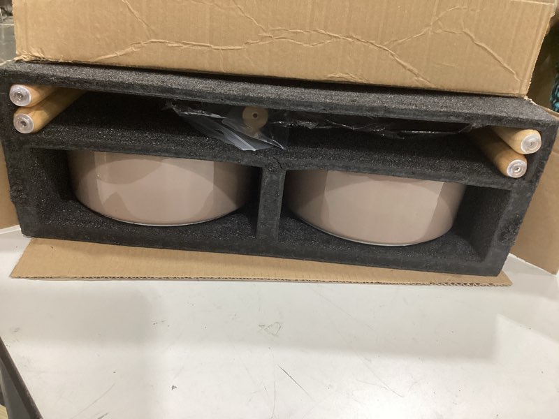 Condition photo showing New/Like New for elevated dog bowls for small medium wood dogs raised bowl stand with 2 stainless steel deep dog food and water bowls, anti vomit, non-slip feeding dishes(tilted?3 inches in height, 40oz walnut-small&medium