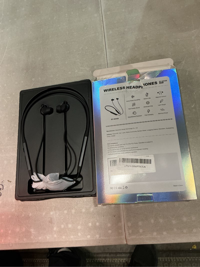 Condition photo showing Good Condition for hybrid active noise cancelling bluetooth 6.0 headphones, 5 enc ai clear call mic wireless earbuds, in-ear magnetic neckband earphones 45h playtime, ipx6 sweatproof anc headsets for travel home office black
