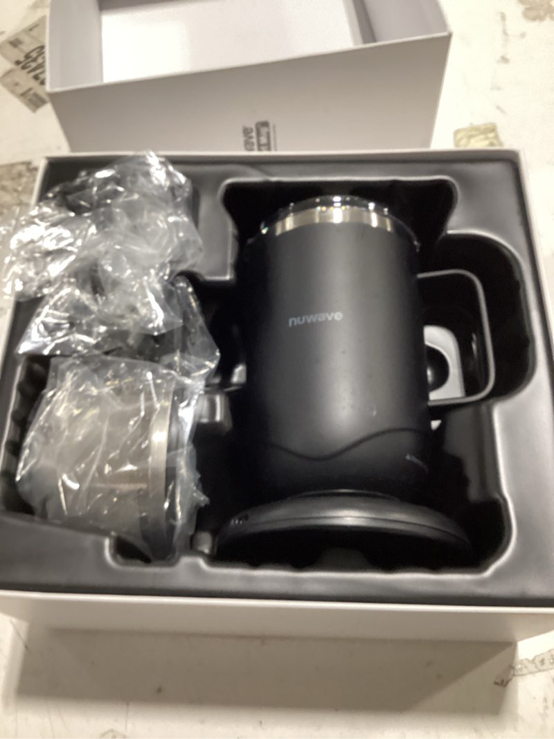 Condition photo showing Good Condition for nuwave smart heated coffee mug rechargeable, 16oz self heating temperature control mug with led display, custom brew modes, double-wall vacuum insulation, 5-hour battery life, auto shut-off