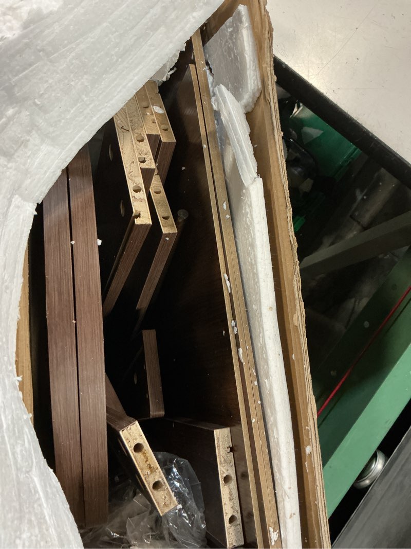 Condition photo showing As Is for baby changing table, wood diaper changing table with 2-tier storage shelves, wooden baby changing station for nursery, modern changing table dresser walnut wood