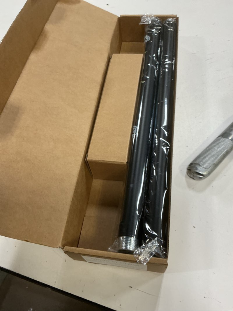 Condition photo showing Good Condition for 1 inch adjustable black curtain rods, 16"-28" window curtain rod set, heavy duty curtain rods with aluminium finials,easy to install