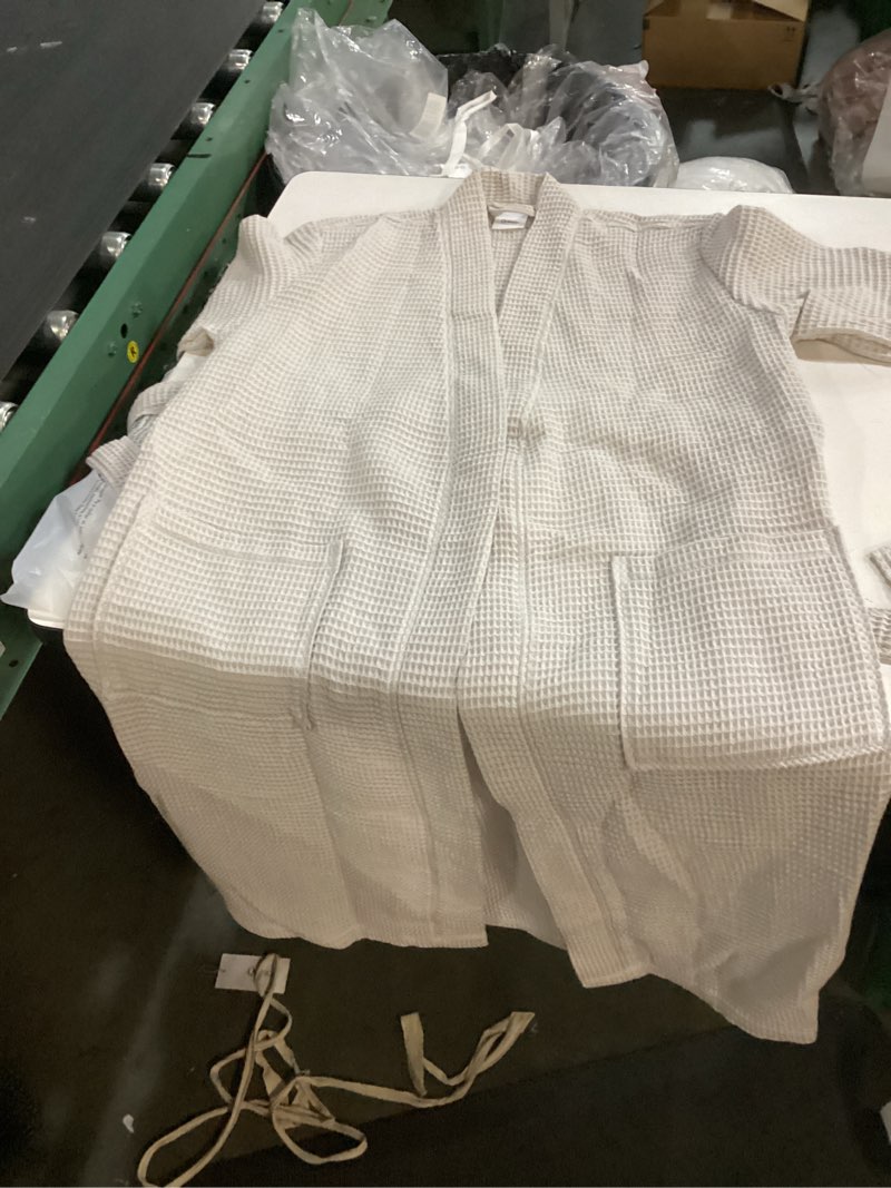 Condition photo showing As Is for boca terry robe unisex mens womens kimono waffle basic white