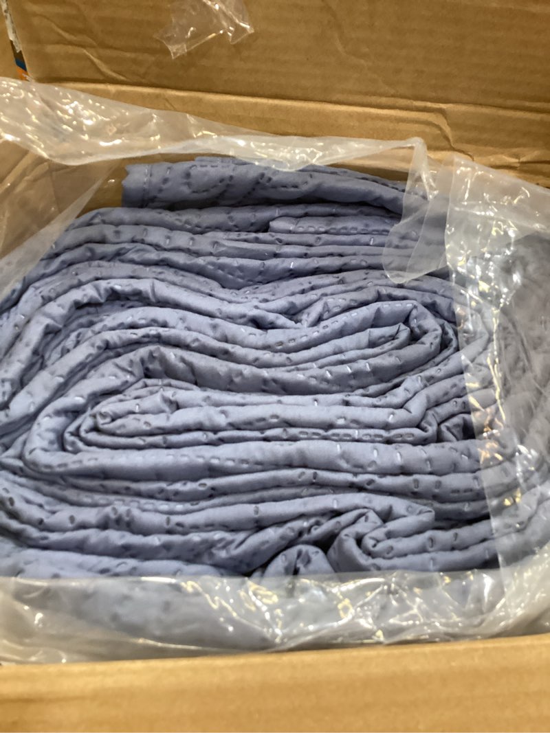 Condition photo showing Good Condition for love's cabin oversized king size quilt bedding set bluish grey bedspreads - oversized king lightweight bedspread comforter - coin pattern coverlet for all season - 3 pieces (1 quilt, 2 pillow shams) oversized king (120" x 120") coin pattern bluish grey