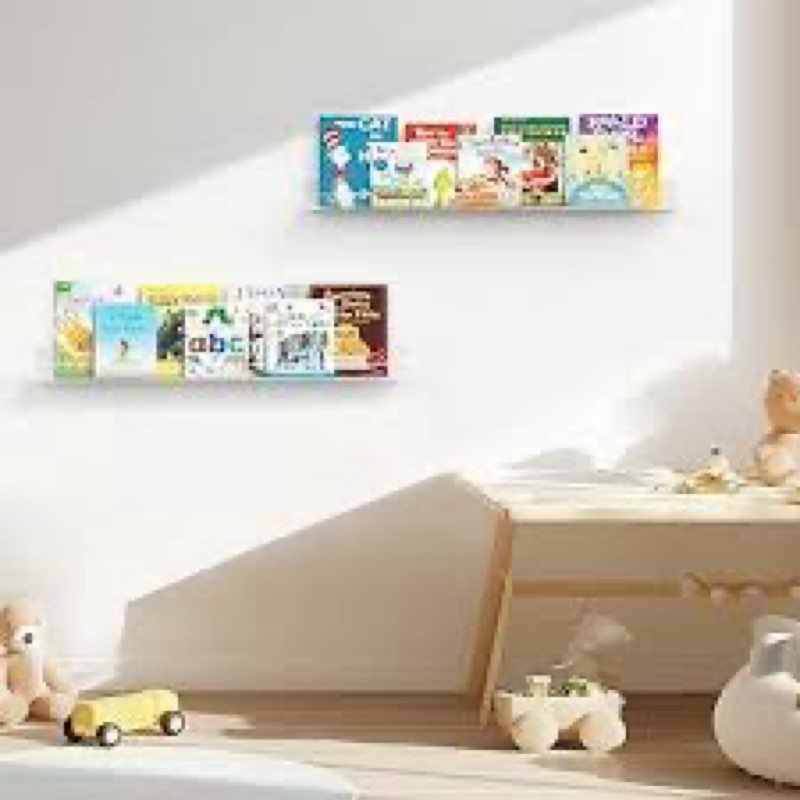HBlife 84 Inches Invisible Wall Floating Bookshelf for Kids and Nursery, Clear Acrylic Shelves for F