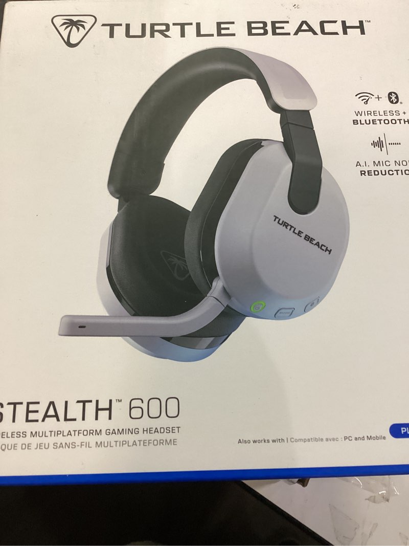 Condition photo showing New/Like New for Turtle Beach Stealth 600 Wireless Multiplatform Amplified Gaming Headset for PS5, PS4, PC, & Mobile – Bluetooth, 80-Hr Battery, Noise-Cancelling Flip-to-Mute Mic, 50mm Speakers – White White Stealth 600 PS