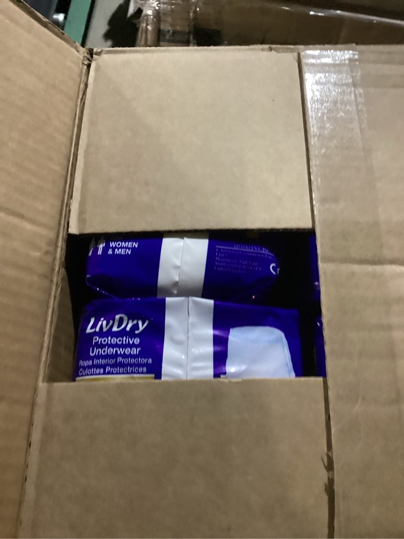 Condition photo showing As Is for livdry ultimate xl adult incontinence underwear, high absorbency, leak cuff protection, x-large, 48-pack x-large (48 count)