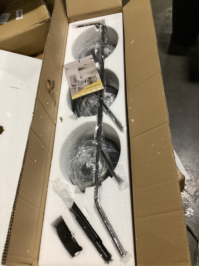 Condition photo showing Good Condition for Mid Century Modern Chandelier Black with Swing Arm & Adjustable Lampshade, 3 Arm Chandelier Black Large Pendant Light Fixtures for Living Room Dining Room Kitchen