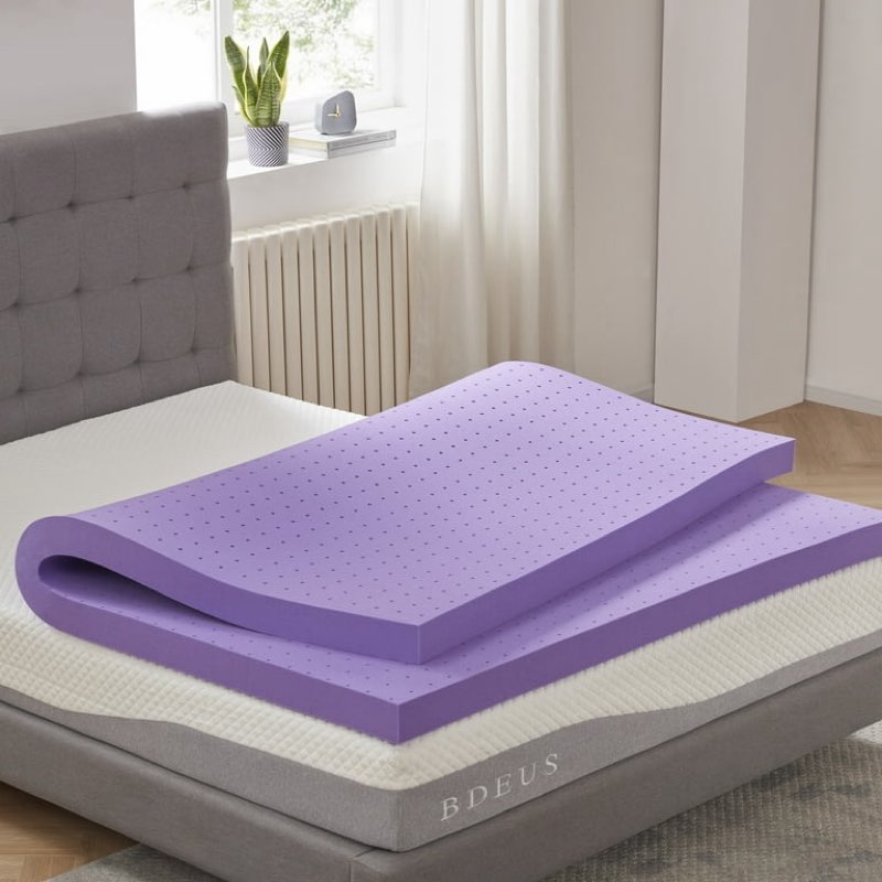 bdeus 2 inch gel memory foam mattress topper ventilated soft pressure relieve mattress pad, breathab