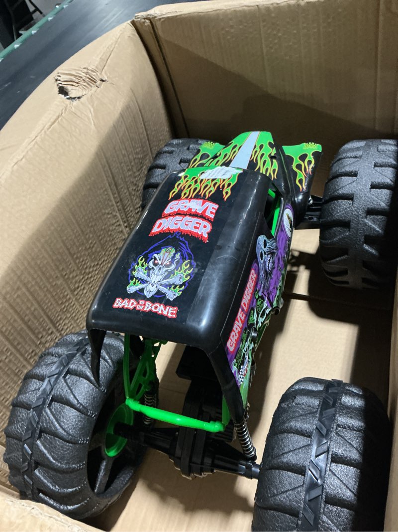 Condition photo showing Good Condition for monster jam, official mega grave digger all-terrain remote control monster truck, over 2 ft. tall, 1:6 scale, kids toys for boys and girls ages 4 and up mega grave digger (v2)