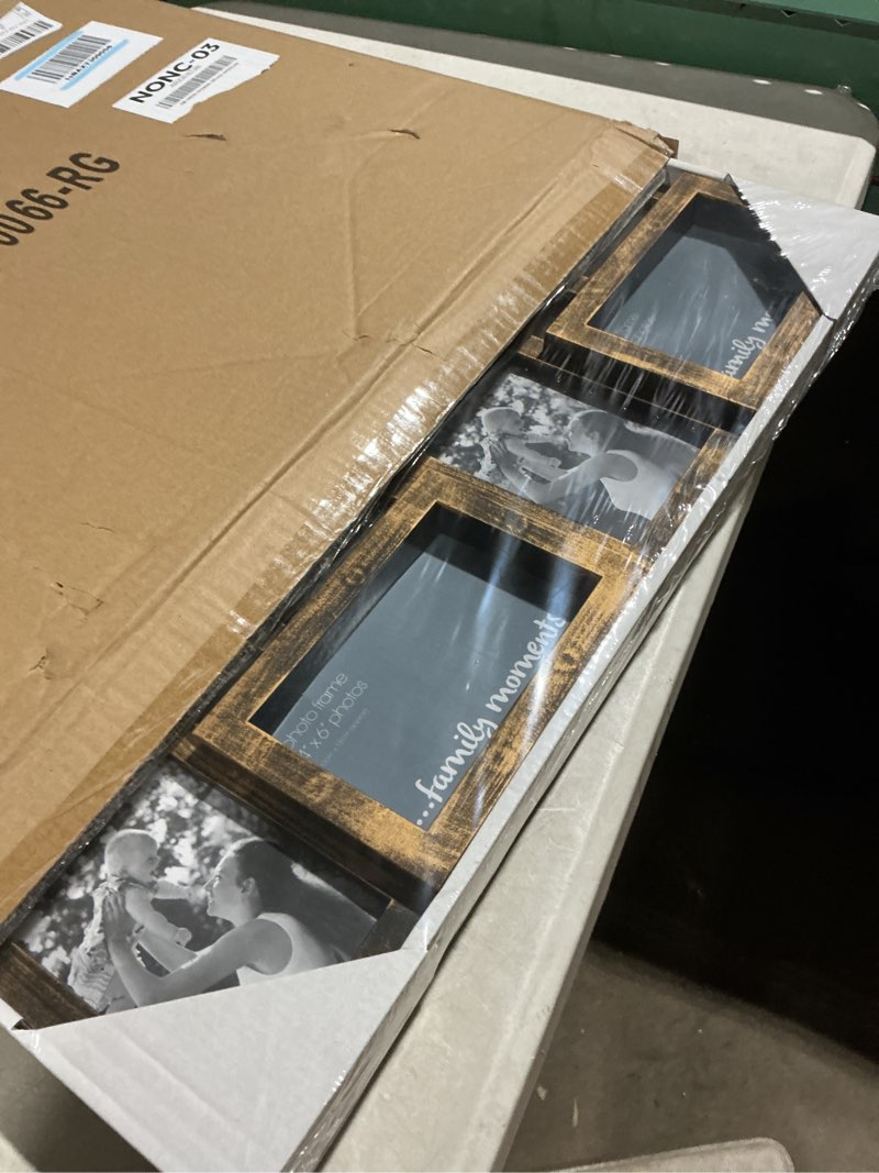 Condition photo showing Good Condition for J.M.Deco Collage Picture Frames for Wall 16 Opening, Large Photo Frame Collage Wall Hanging for 4x6 Photo, Reunion Friends Family Memory, Christmas Gift - Retro Gold 16 Opening Retro Gold