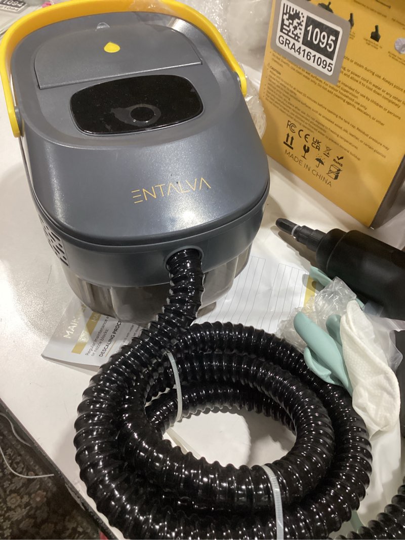 Condition photo showing Good Condition for handheld steam cleaner for home & car detailing, 1600w multi-purpose steamer, 1.69qt large tank deep cleaning machine with 15 accessories for grout, tile, furniture