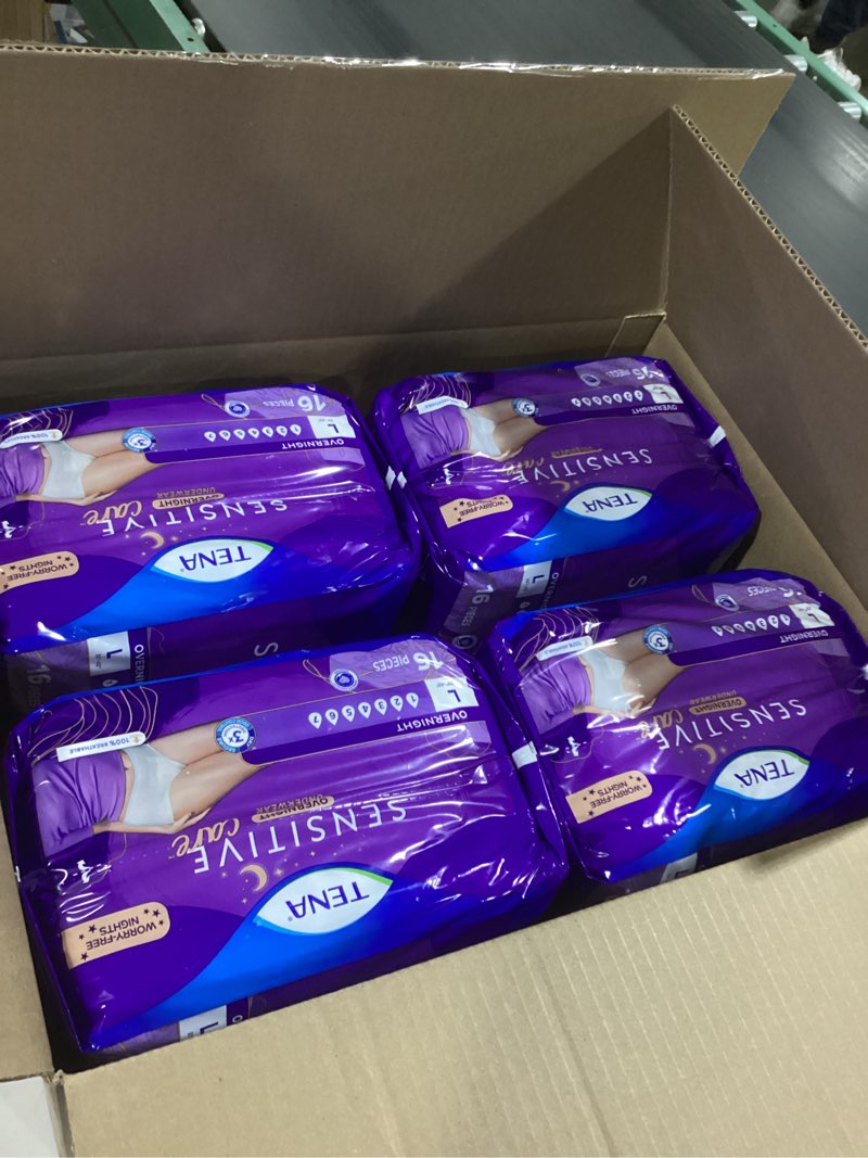 Condition photo showing Good Condition for tena sensitive care incontinence pads, bladder control, postpartum for women, overnight absorbency, extra coverage, 48 count