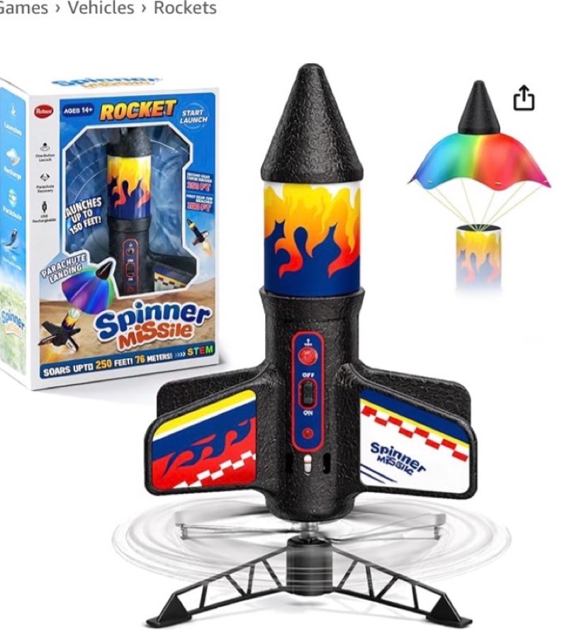 JEEXI Rocket Launcher for Kids – Electric Flying Toy with Motorized Rocket & Parachute  STEM Fun  Launches up to 150ft  Great Birthday Gift