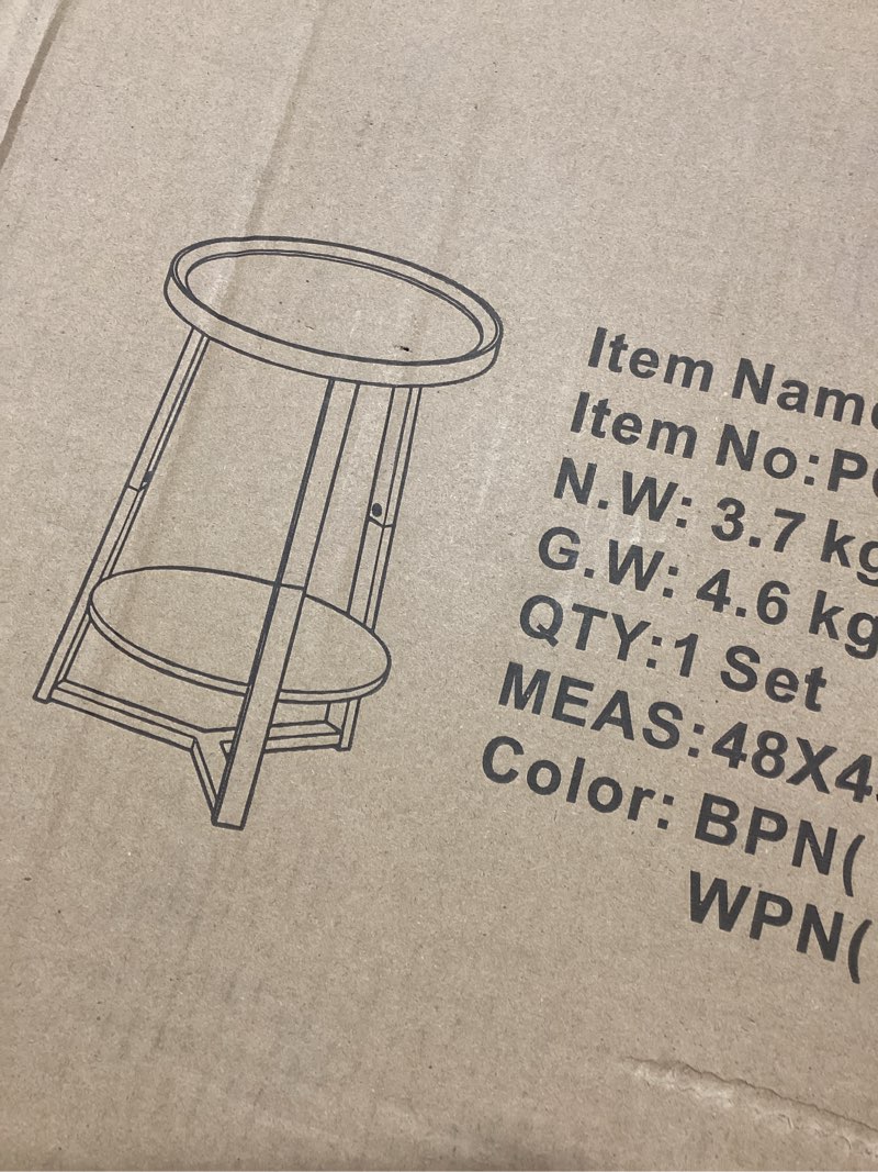 Gadroad Round End Table with Storage Shelf, 2 Tier Farmhouse Side Table Nightstand for Living Room, 