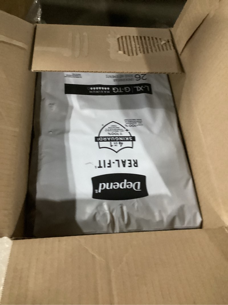 Condition photo showing Good Condition for Depend Real Fit Adult Diapers, Incontinence Underwear for Men, Disposable, Maximum Absorbency, Large/Extra Large, Black, 52 Count (2 packs of 26), Packaging May Vary