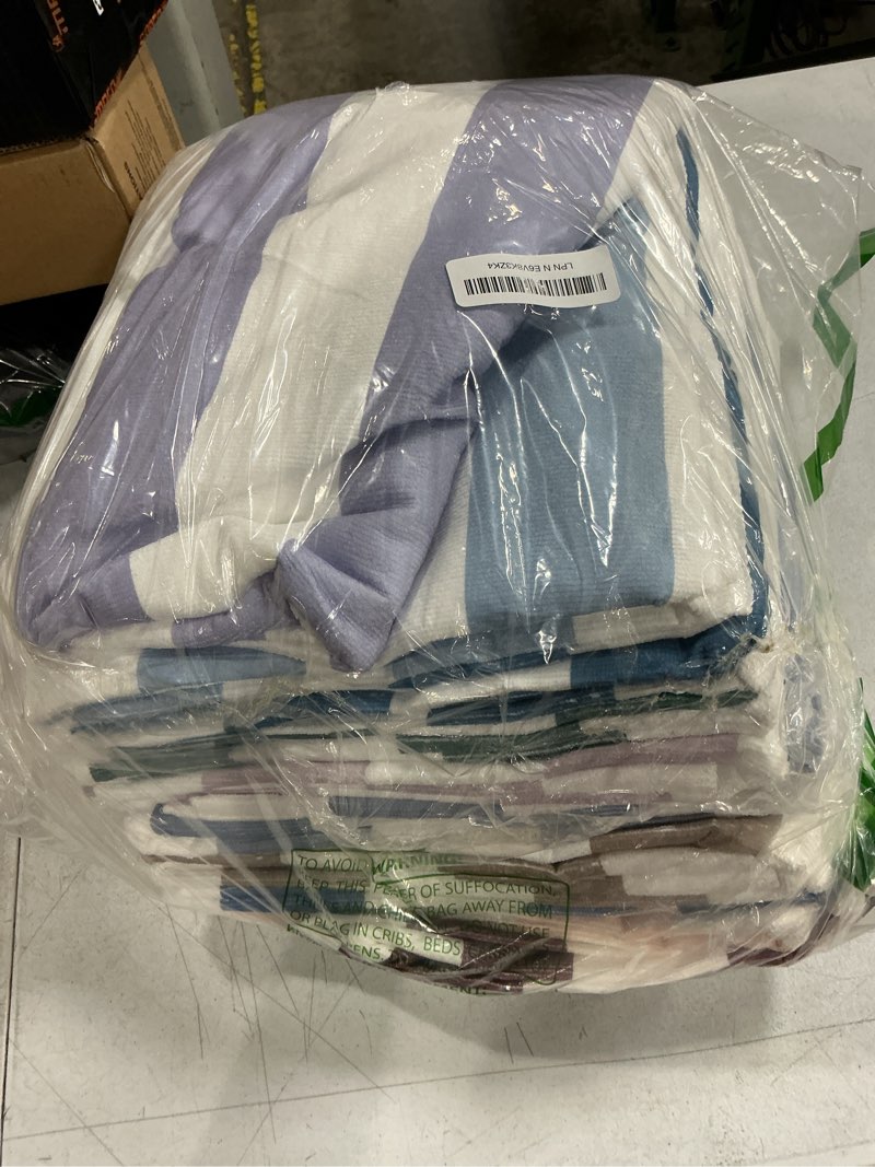 Condition photo showing Good Condition for eboot 10 pack oversized beach towel set extra large pool towels microfiber quick dry swim blanket for adult women men face hand body bath travel pool(pastel color,36 x 72 inch,cabana stripe) pastel color 36 x 72 inch cabana stripe
