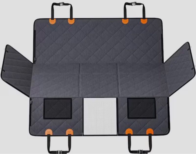 back seat extender dog car seat cover for back seat bed with mesh window & storage pocket supports 400lb., 57.4x30.3 in.