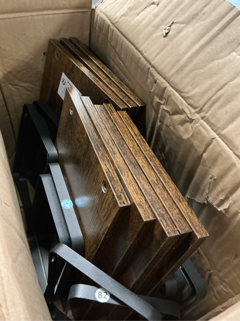 Condition photo showing As Is for SONGMICS Cabinet Organizer Shelf, Set of 4 Kitchen Counter Shelves, Kitchen Storage, Spice Rack, Stackable, Expandable, Metal and Engineered Wood, Ink Black and Rustic Brown UKCS021X01 11.7"W Ink Black + Rustic Brown