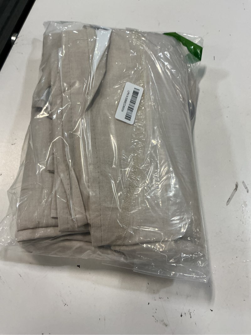 Condition photo showing Good Condition for nicetown farmhouse style 100% blackout natural linen curtains 90 inches length, 2 panels, 62" w, room cooling window draperies with thermal insulated liners for dining room 62"w x 90"l (pack of 2) natural
