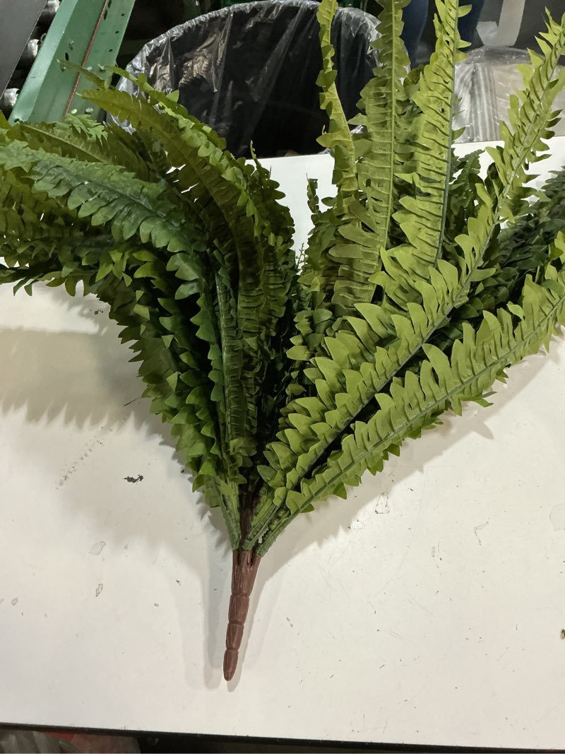 Condition photo showing As Is for 1  pcs artificial boston ferns for outdoors uv resistant faux fake ferns 21\" artificial plants indoor for patio garden outdoors planter farmhouse windowsill office living room home decor