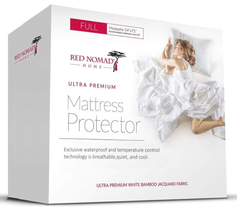 Red Nomad Waterproof Mattress Protector, Bed Mattress Cover, Super Soft Bamboo Bed Cover - Full Size