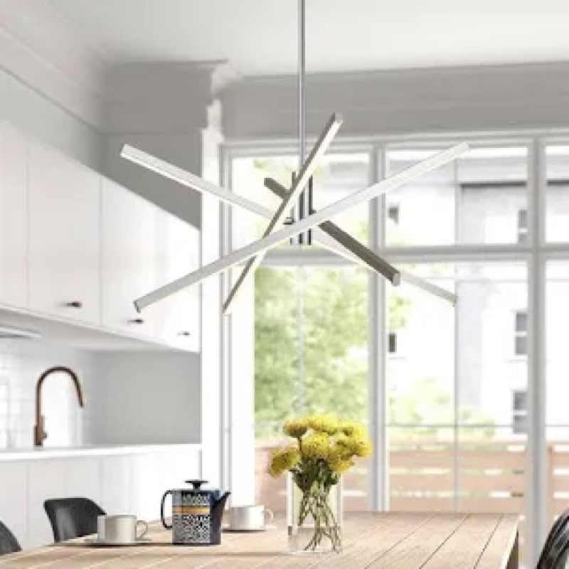 Burcker 4 - Light Aluminum Sputnik Modern Linear LED Chandelier Size: 13" H x 26" W x 26" D, Finish: Nickel