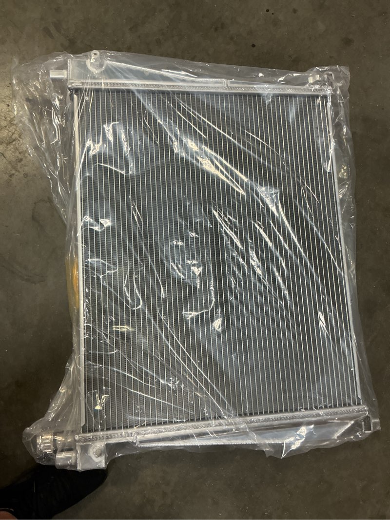 Condition photo showing As Is for 3row full radiator fit 1989–1993 90 91 92 dodge d/w 250 350 ramcharger 5.9l diese cummins l6 v8 aluminum