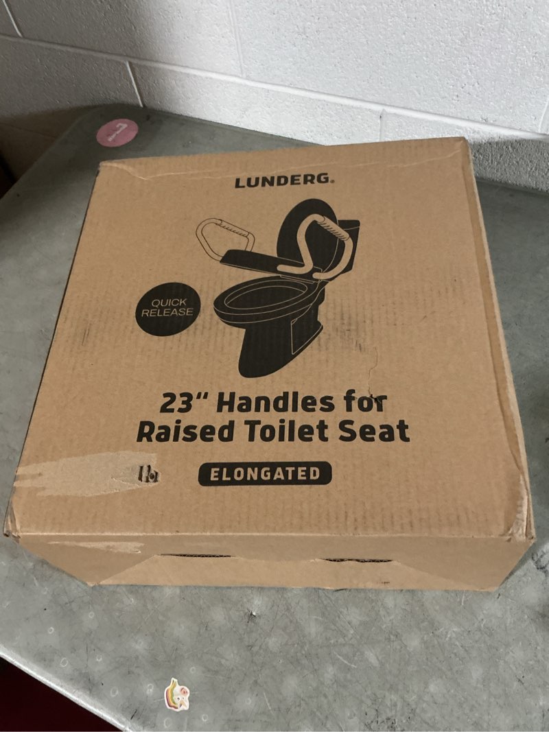 Condition photo showing Good Condition for lunderg 23" handrails for elongated raised toilet seat - raised toilet seat not included - extra sitting space white 23" handrail for elongated toilet