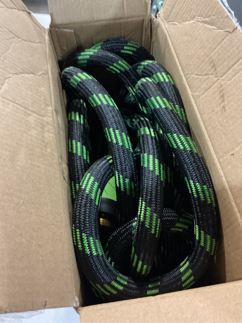 Condition photo showing Good Condition for non-expandable garden hose 25 ft water hose with 10-function spray nozzle | yard hose heavy duty steel metal flexible,durable fabric skin,no kinks & leak-proof with upgraded handle hose pipe outside 25ft