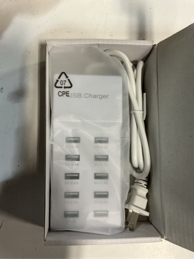 Condition photo showing New/Like New for usb wall charger 10-port usb charger station with rapid charging auto detect technology safety guaranteed family-sized smart usb ports for multiple de