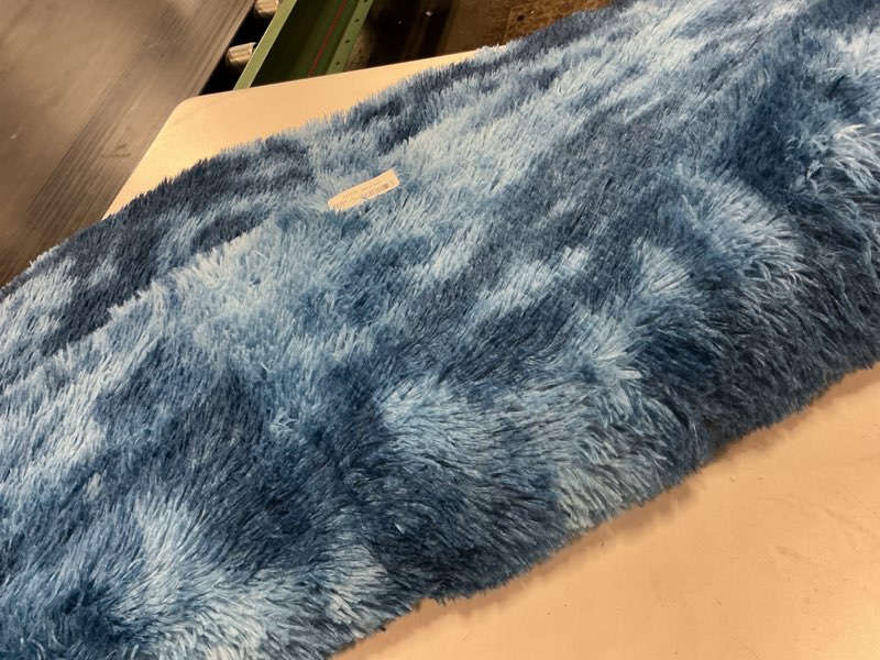 Condition photo showing Good Condition for flydoit large area rugs for living room, 4x6 feet tie-dyed navy blue shaggy rug fluffy throw carpets, ultra soft plush modern indoor fuzzy rugs for bedroom girls kids nursery room dorm home decor 4' x 6' (rectangular) blue